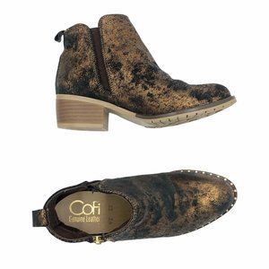 CoFi | Genuine Leather Metallic Ankle Booties